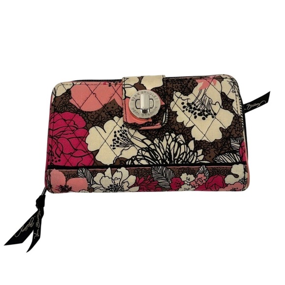 Vera Bradley Handbags - Vera Bradley Quilted Floral Zip Wallet in Pink, Cream & Brown